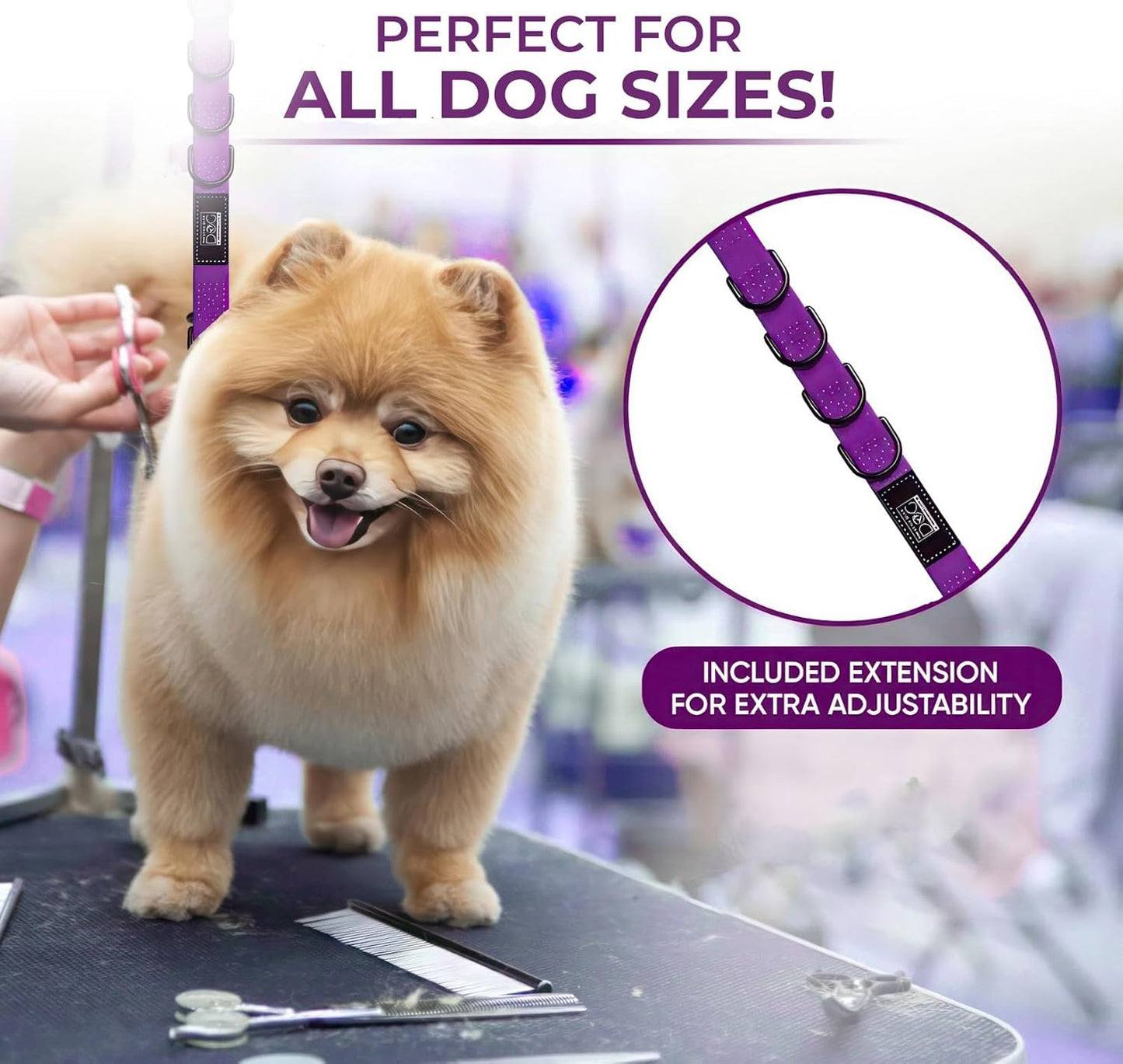 Prestige Elite - Set of 6 - Groomers Helper, Grooming Loops for Dogs Groomers - Adjustable Biothane Dog Grooming Belly Band, Grooming Noose, Extension Strap, Suction Cup & Dog Grooming Loop