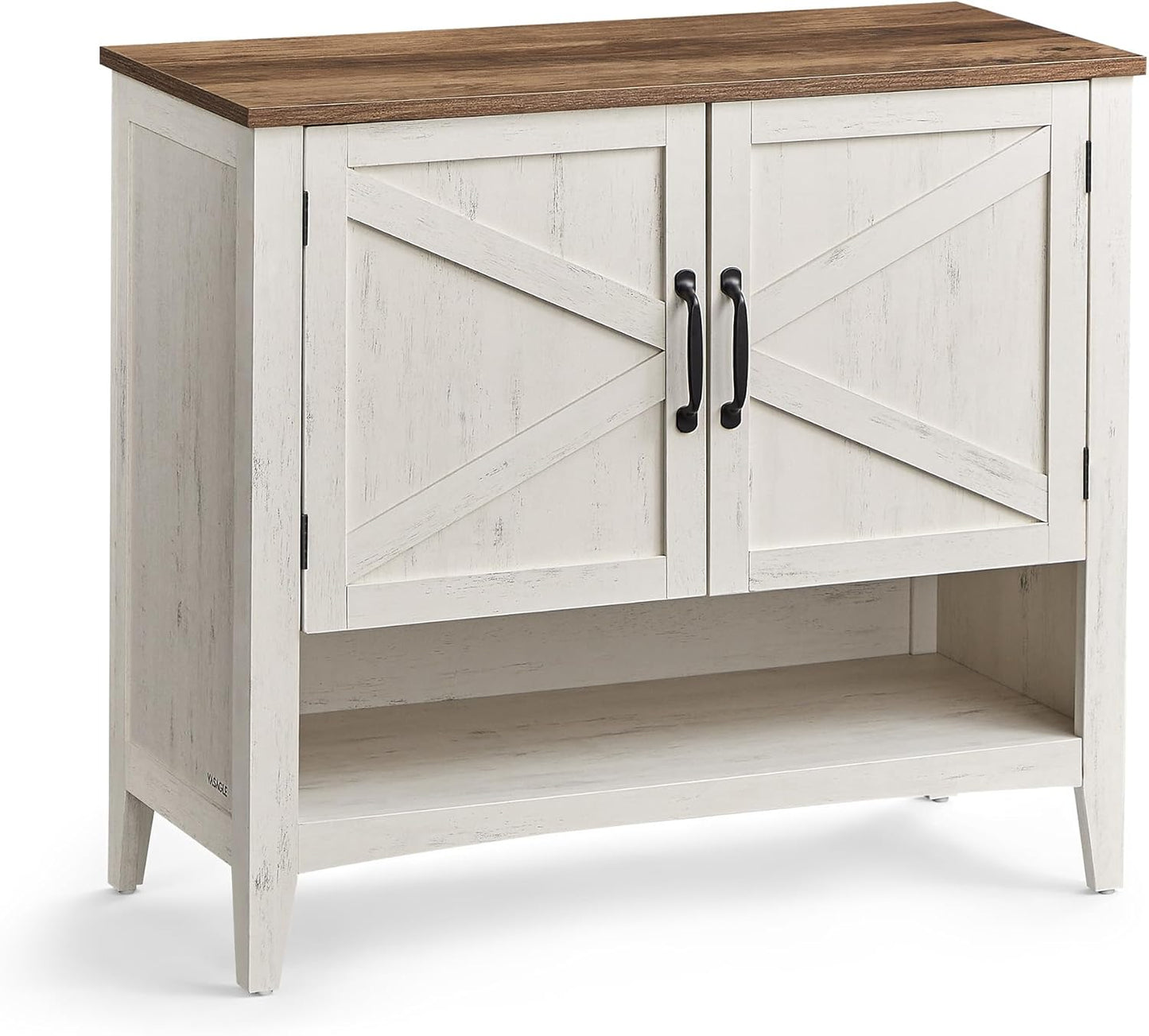 VASAGLE LIRY Collection - Shoe Cabinet, 3-Tier Storage Organizer, Shoe Shelf, Farmhouse Freestanding Cabinet, Height-Adjustable Shelf, 13.8 x 31.5 x 27.6 Inches, Rustic White ULBC038W01