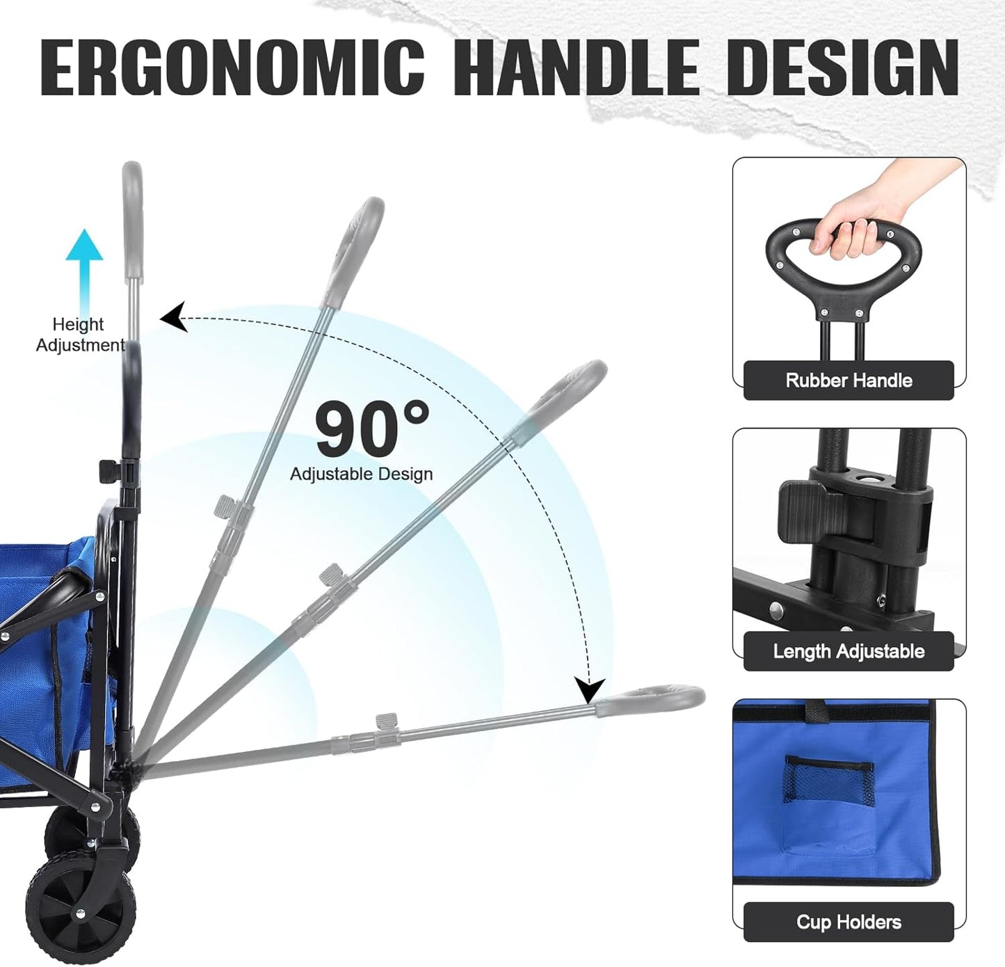 Beach Wagon with Big Wheels for Sand,Collapsible Folding All Terrain Utility Wagons Carts Foldable with Brakes for Sand Camping Sports Outdoor.