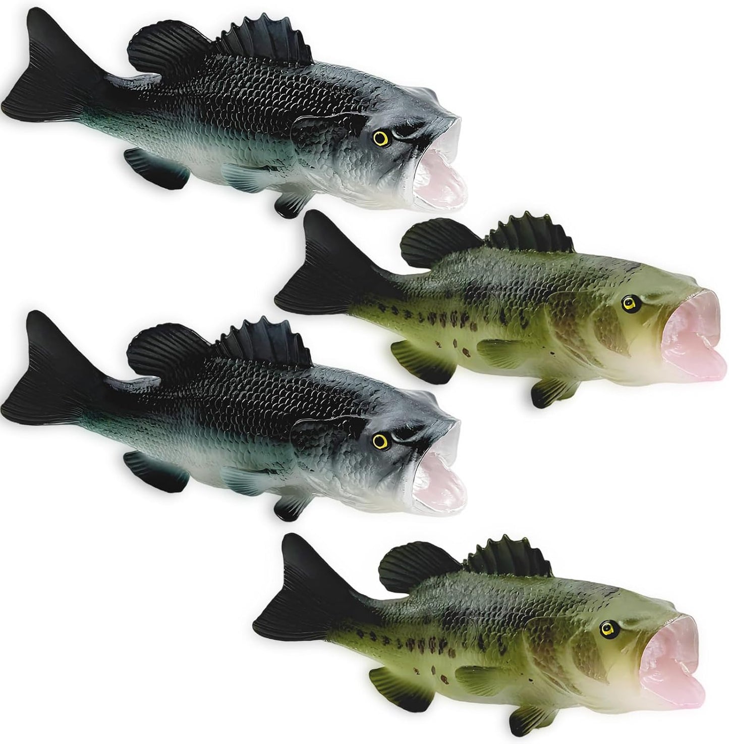 4 Pack Fake Fish, 6.1 Inch Artificial Lifelike Large Mouth Bass Sea Fish Models for Food Display, Party Display, Kitchen Decor, Photography Props(Blue,Green)