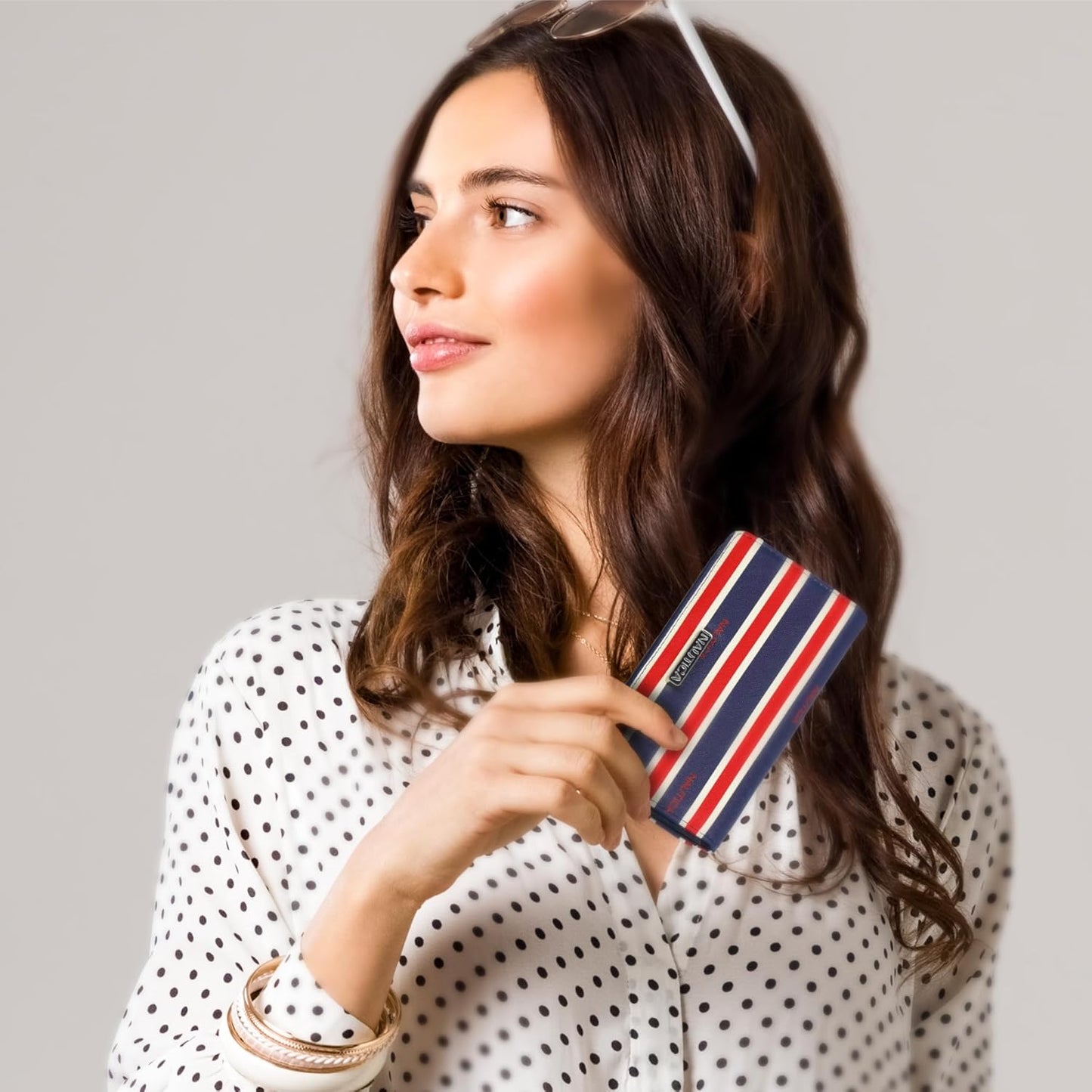 Nautica Seaside Slim Womens Wallet RFID Blocking Credit Card Holder, Coin Purse, Checkbook Organizer Clutch, Small Vegan Leather Wallet for Travel, Multi Stripe