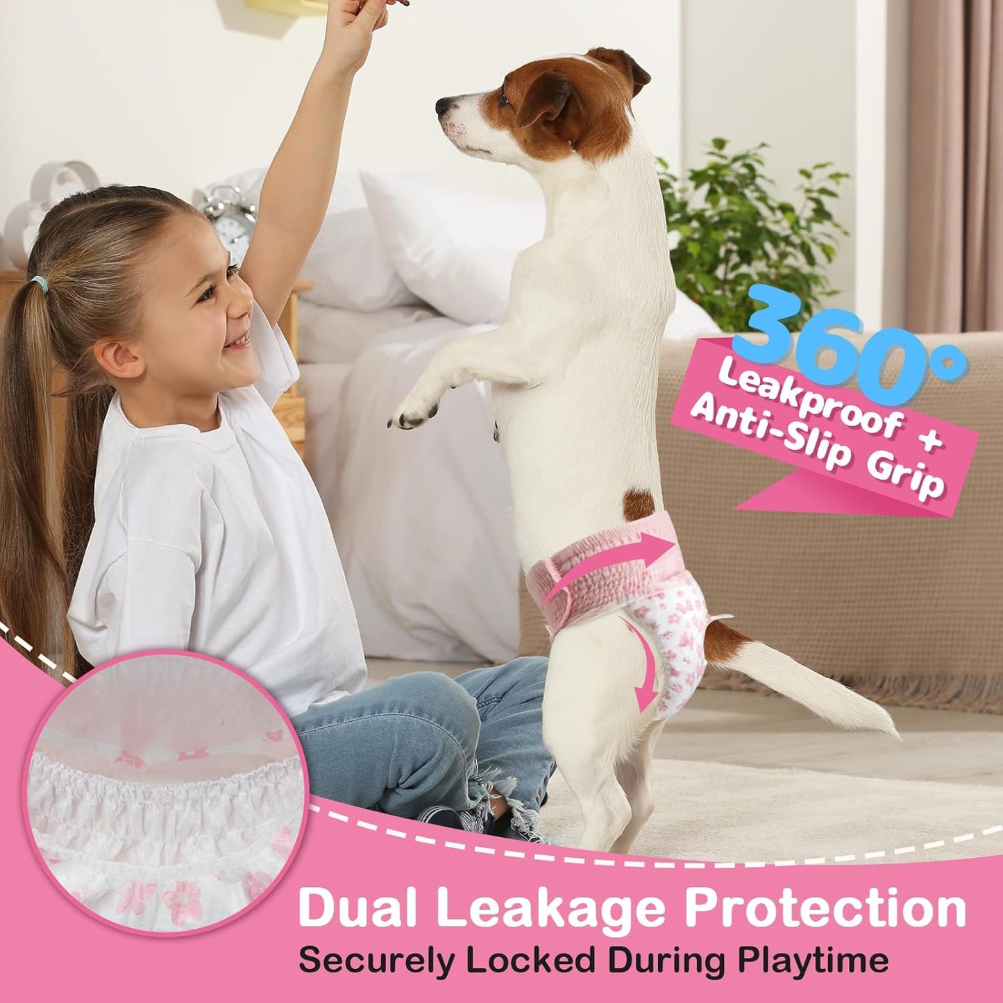 Dono Disposable Pull It Up Female Dog Diapers, 360° Stretchy Waist Puppy Diapers, Super-Absorbent Doggie Diapers with Rapid-Dry Technology Leak-Proof Design for Doggy in Heat Period, XS 10 Pcs