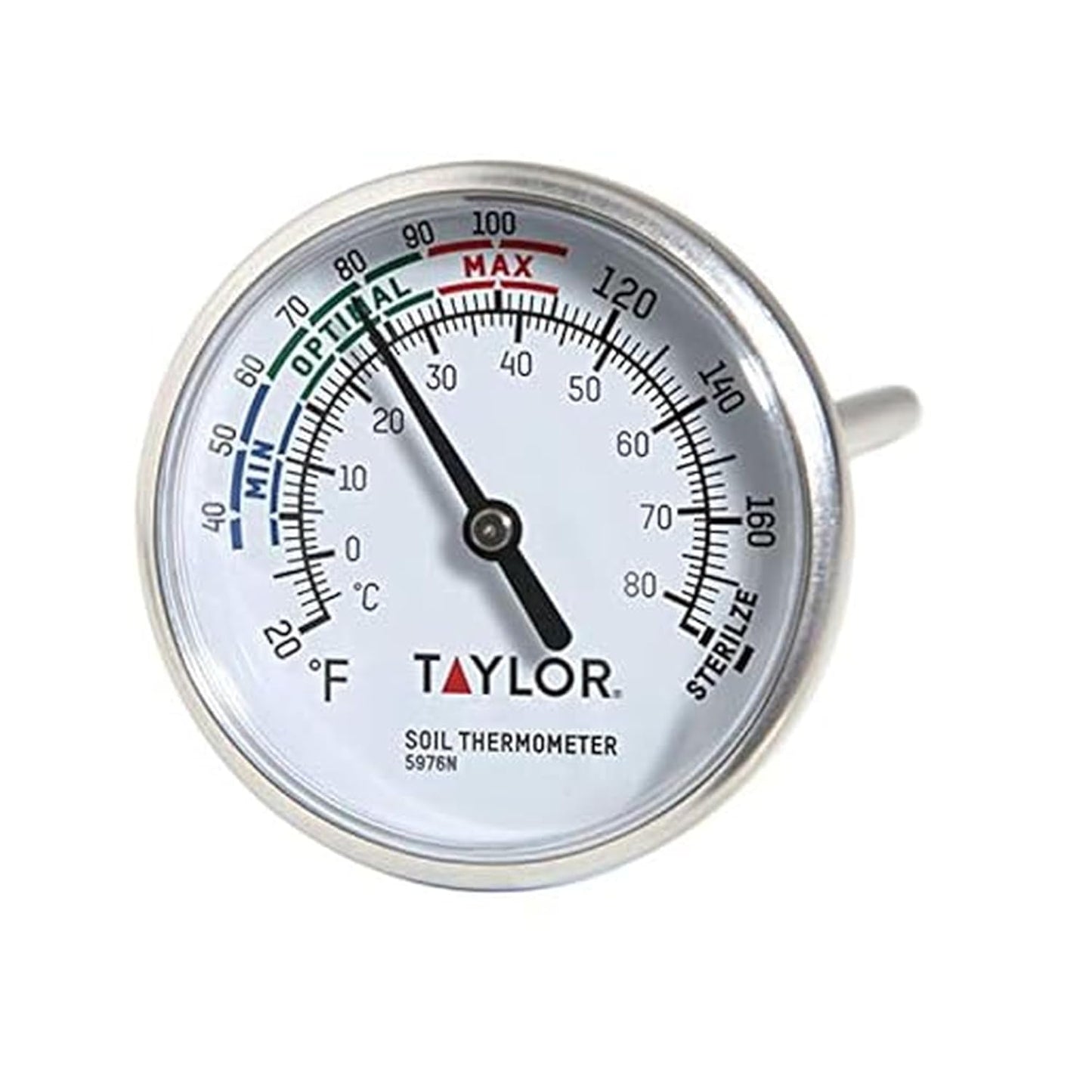 Taylor Soil Testing Thermometer, Gardening Tool for Plant Care, Gardening, Lawn, Farm, Outdoor Use, 4" Inch Stem