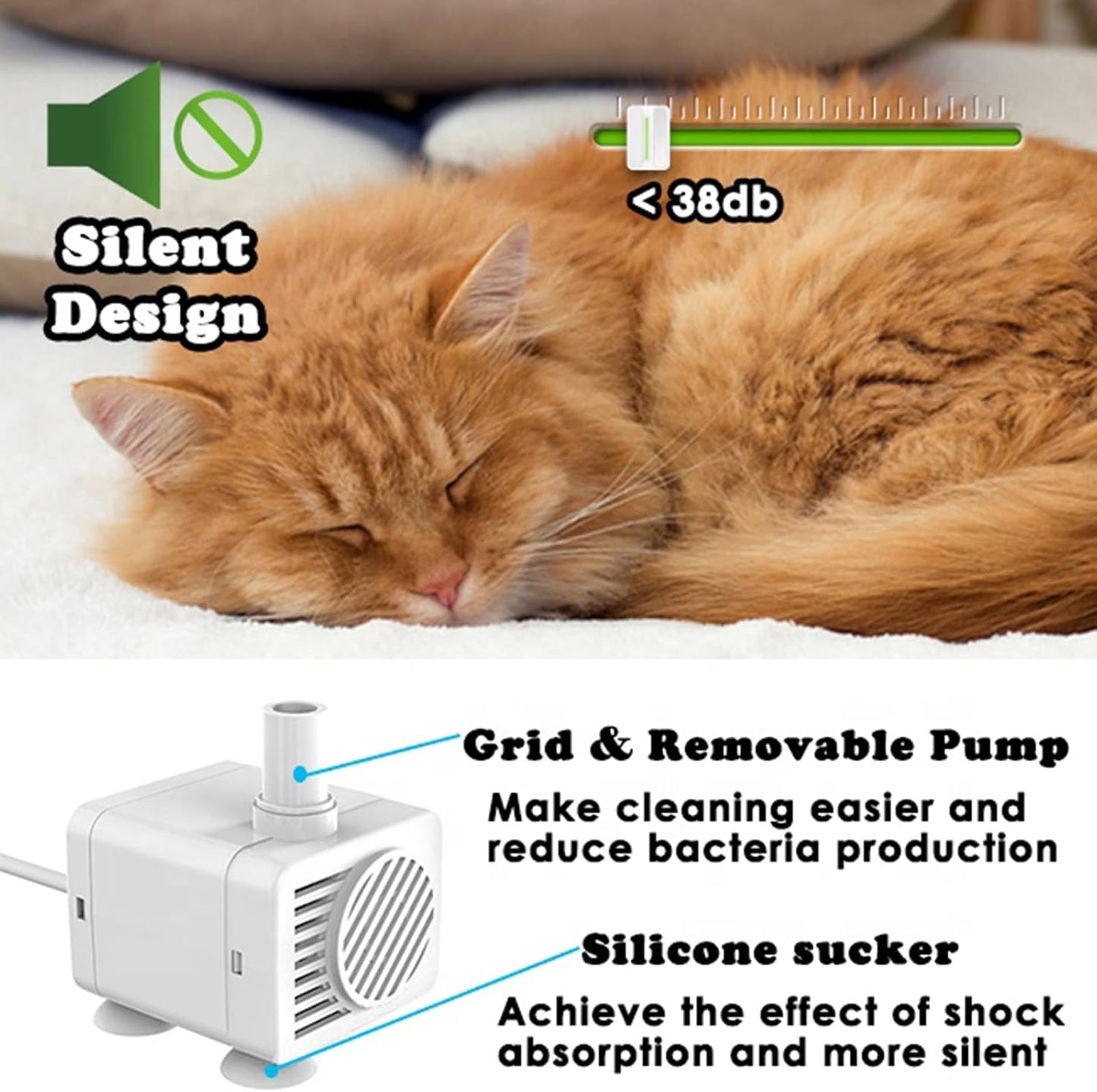 2L Cat Water Fountain, Visible Water Level Dog Water Drinking Dispenser with Dual Faucet Kit, Ultra Quiet Automatic Pet Bowl Fountain for Dogs Cats,Pink