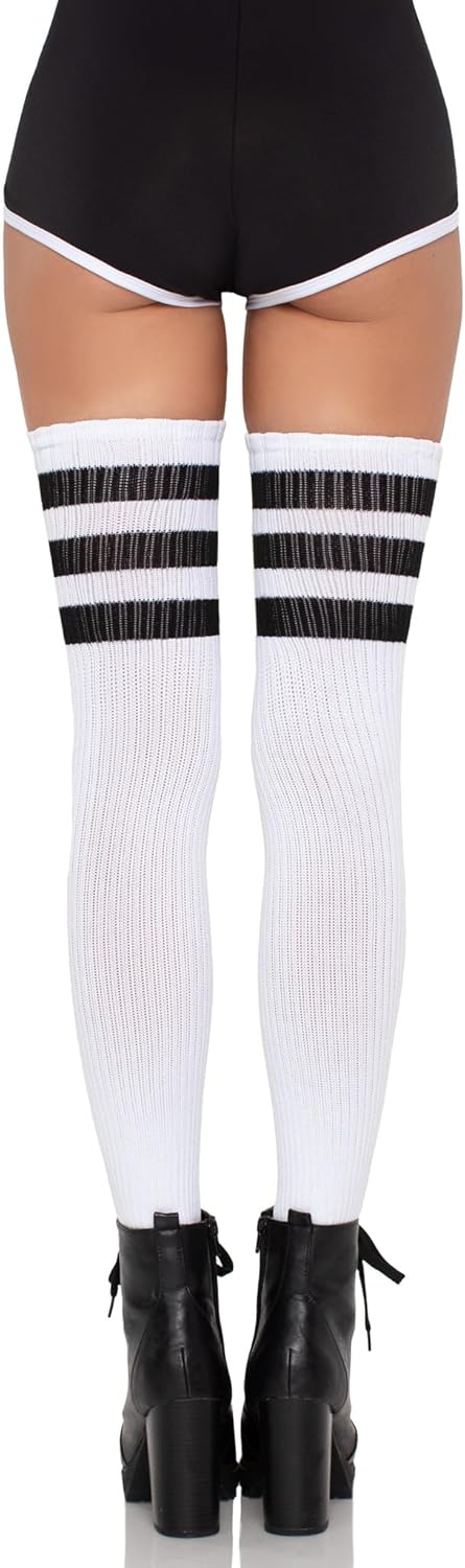Leg Avenue Women's Athletic Three Striped Thigh High Socks