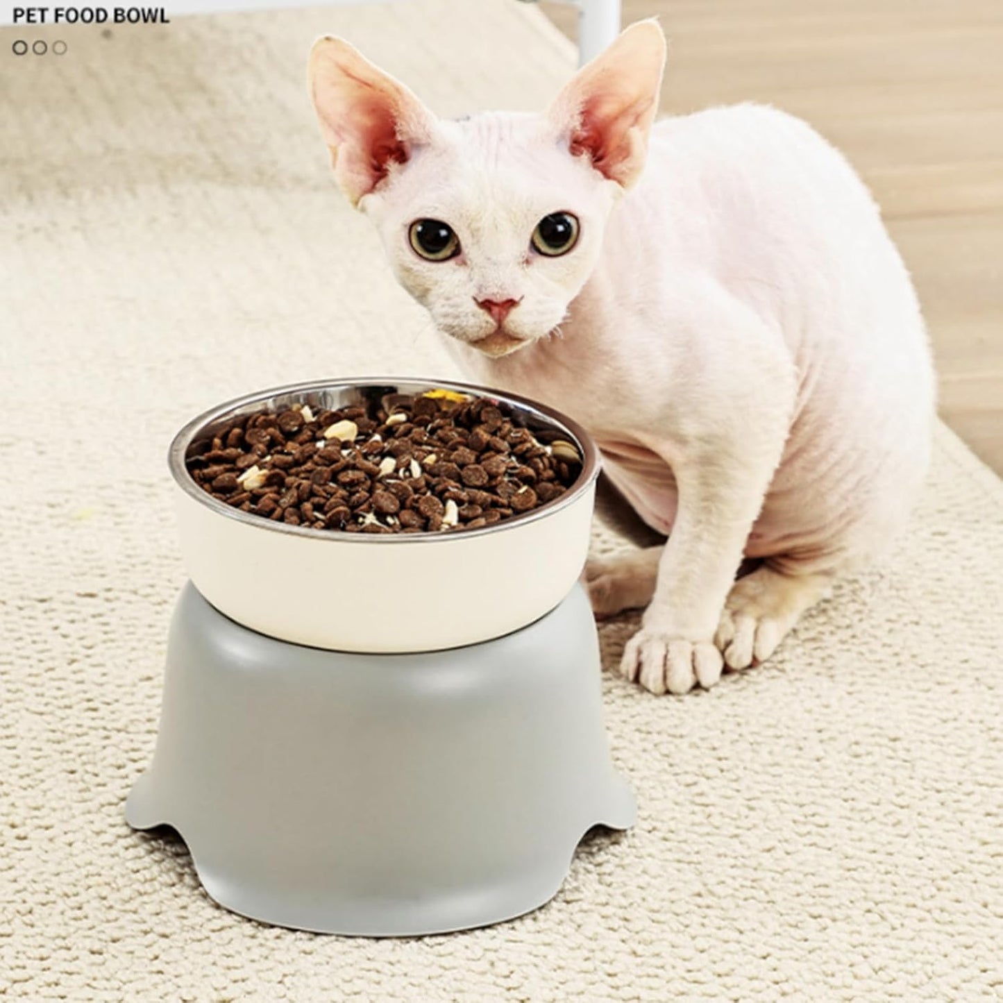 YiZYiF Pet Feeding Bowl Elevated Stand Stainless Steel Inner Bowl Non-Slip Base for Cats Dogs Gray One Size
