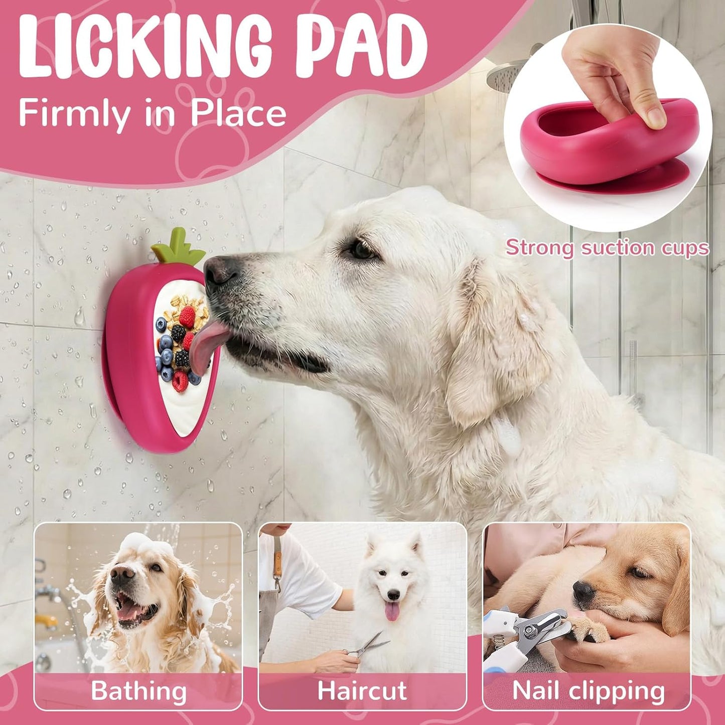 Freeze Dog Lick Bowl, Animire Non-Slip Slow Feeder Lick Mat for Dogs, Silicone Dog Enrichment Bowl for Distraction Anxiety Relief Boredom, BPA Free, Dishwasher Safe(Rose,S)