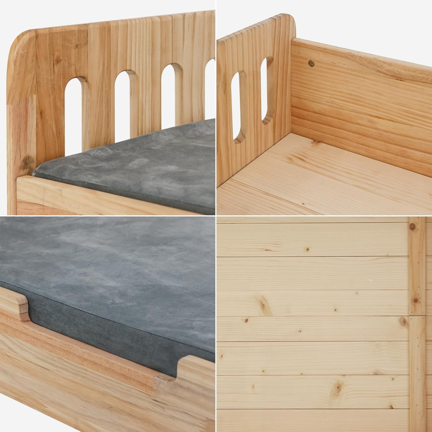 Elevated Dog Bed for Small to Medium Dogs – 32” x 21” Indoor Wooden Pet Sofa with Soft Cushion, Mid-Century Modern Style, Sturdy & Stylish (Natural)