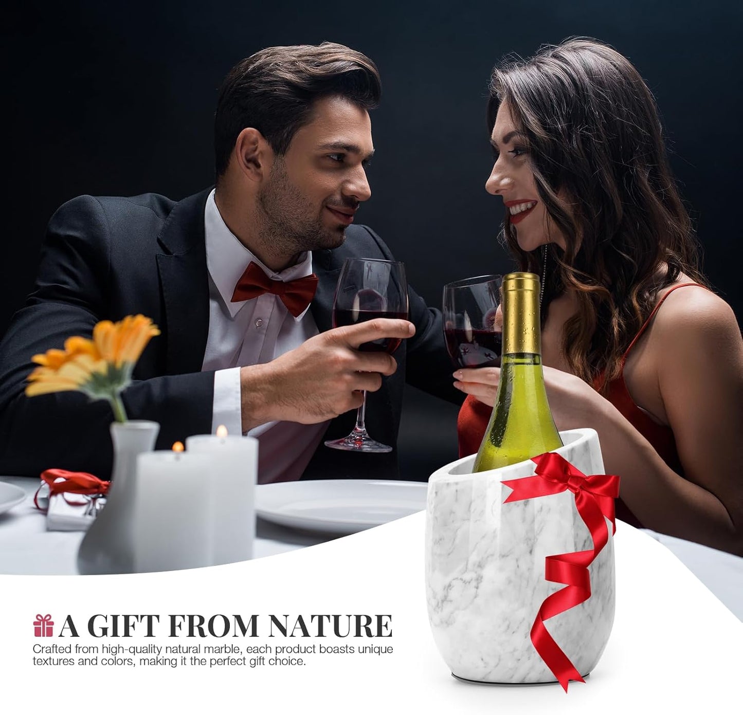 ZORMY Premium Marble Wine Chiller Bucket, Wine and Champagne Cooler, Wine Bottle Ice Chiller, 750ml Bottle Cooler, Home Bar & Kitchen Decor, Ideal Gift for Wine Lovers
