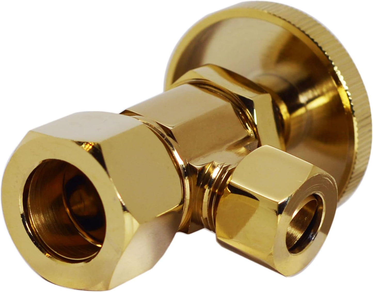 Westbrass A105KBN-01 5/8" x 3/8" OD x 20" Bullnose Riser Supply Line Kit with Round Handle Angle Supply Shut Off Valve for Faucet, Polished Brass
