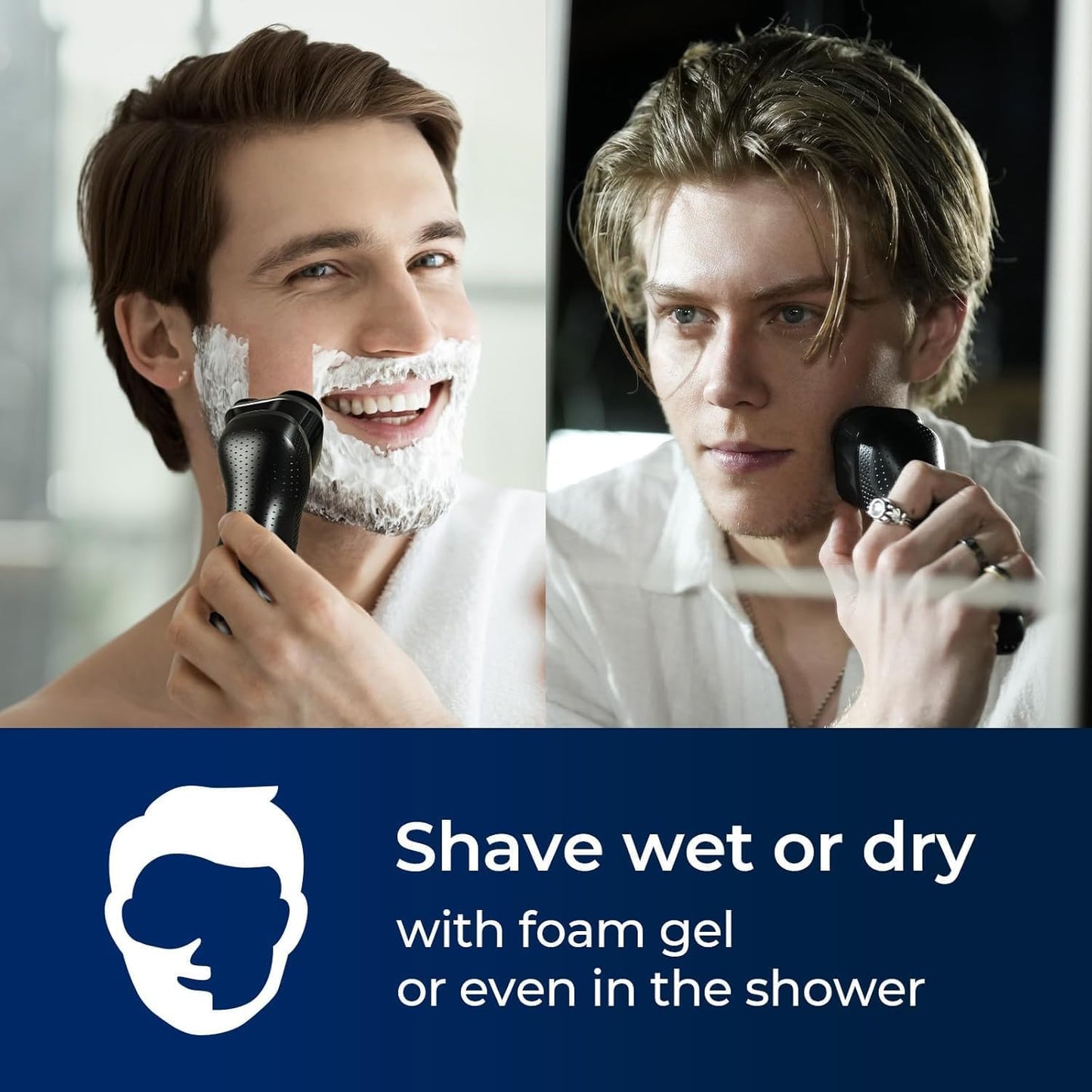 3-in-1 Electric Razor for Men: IPX7 Waterproof Electric Shavers for Men with Turbo Speed & Precision Blades, Cordless TraWDvel Kit for Beard Nose Sideburns, Exotic Black