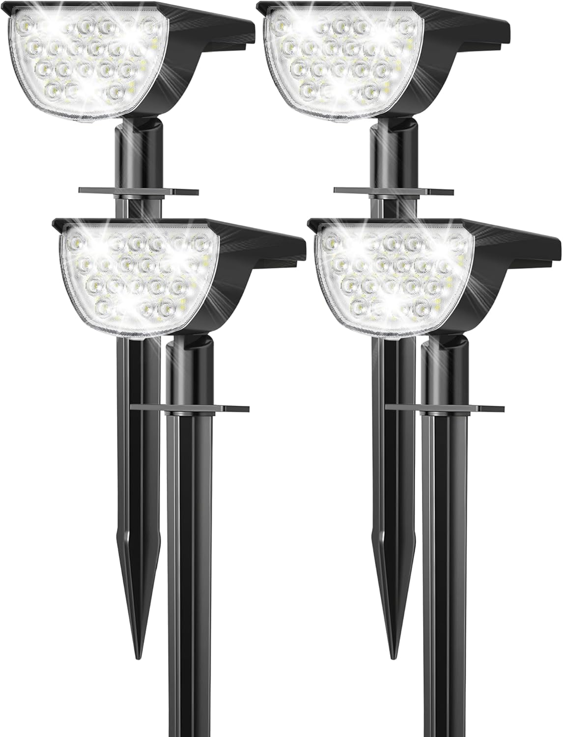 Solar Lights Outdoor Waterproof IP65, Solar Powered 76 LED 3 Lighting Modes Solar Spot Lights Outdoor for Yard Garden Landscape Pathway (Cool White, 4 Pack)