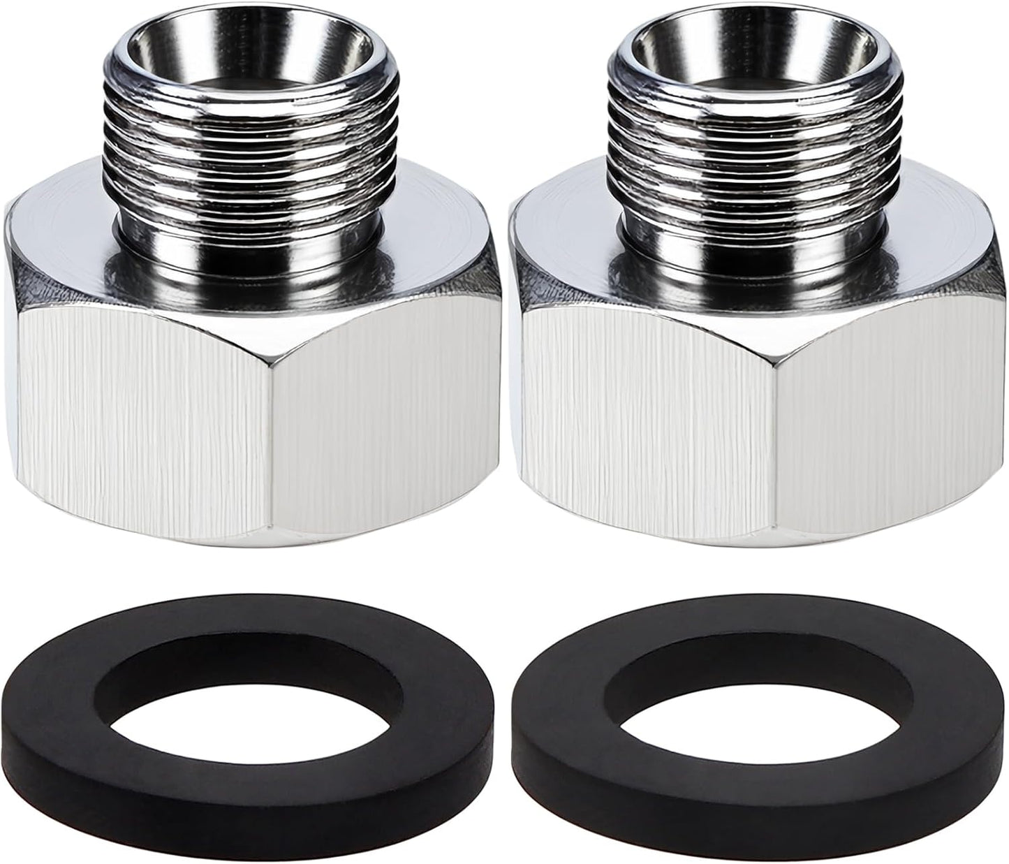 Water Line Adapter, 2 Pcs 1/2" Female to 3/8" Male Brass Reducer Adapters, Compression Pipe Fittings with Rubber Washers for Kitchen Bathroom Water Heater Supply Hose