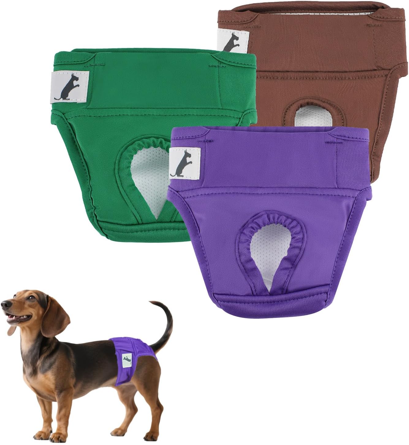 Dog Diapers for Small to Medium Female Dogs Washable Reusable Dog Nappies with Highly Absorbent 3 Pack Doggie Pants in Heat/Incontinence/Excitable Urination-M