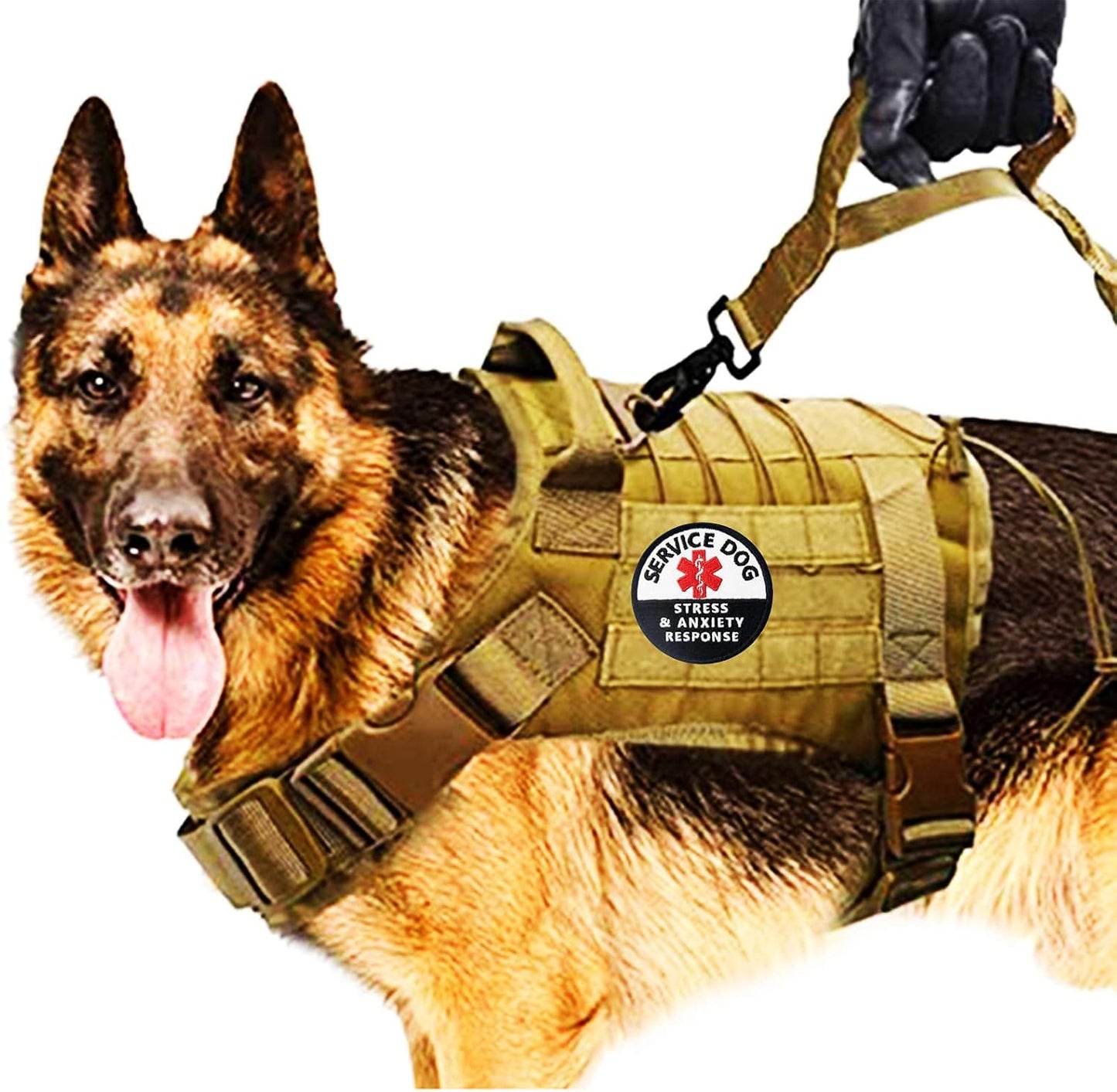 EMS Stress & Anxiety Response Service Dog Patch, Embroidered Emblem Hook & Loop Morale Patch for Dog Vests Gear Collar