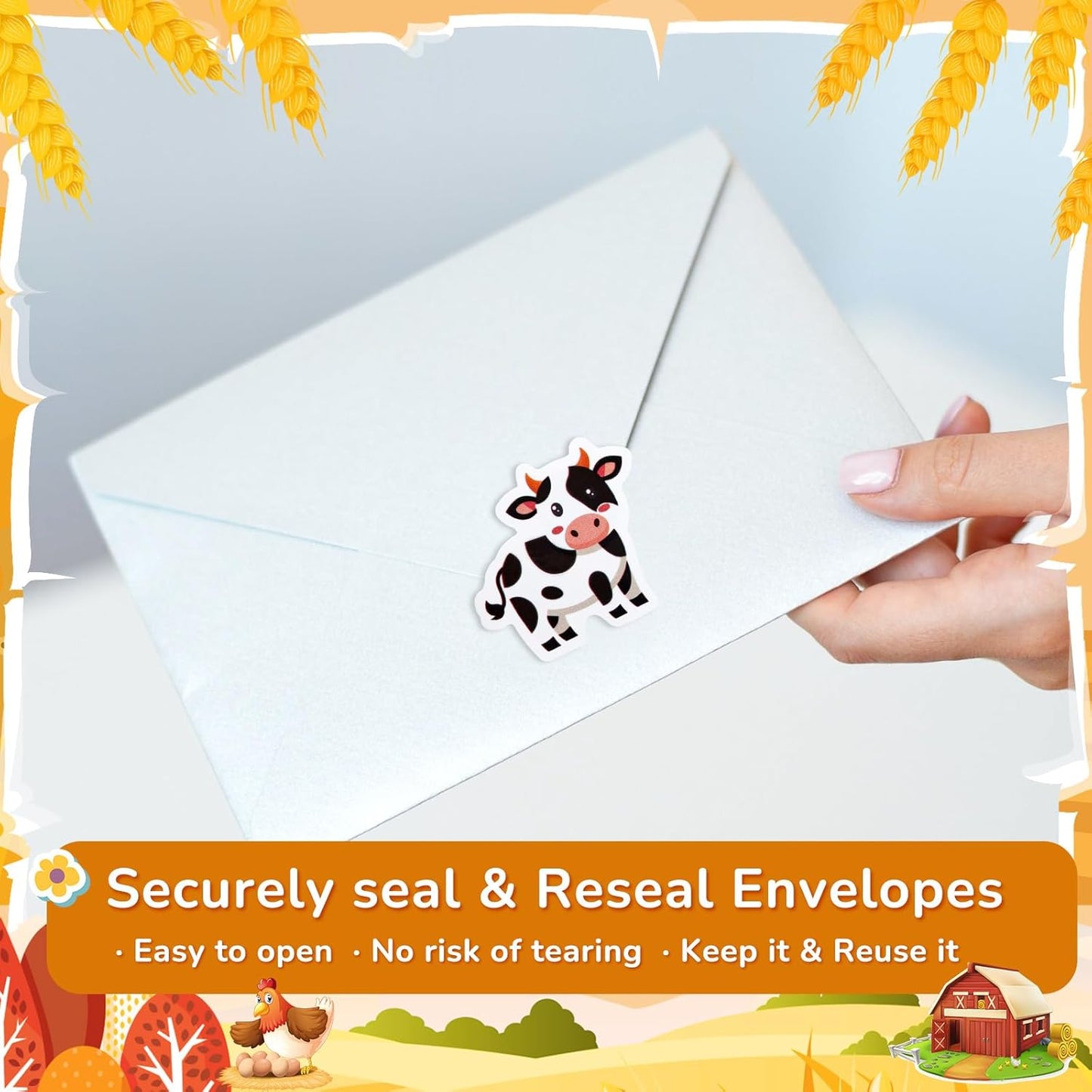 1 Roll Farm Animal Stickers Decal Reward Cute Office Supplies Incentives Animals Sticker Farm Party Favor, 500 Pcs Each Roll