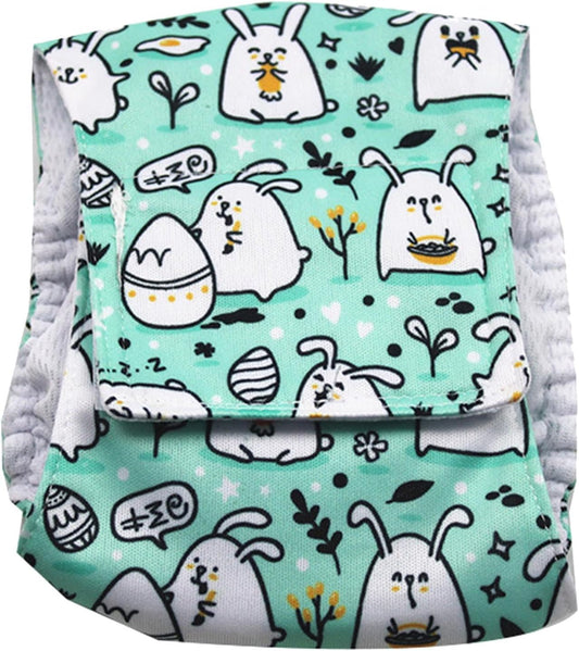 Male Dog Diapers Reusable Washable Super Absorbent Leakproof Adjustable Belly Bands for Male Dogs Pets Pee Wrap Nylon Material (Rabbit L)
