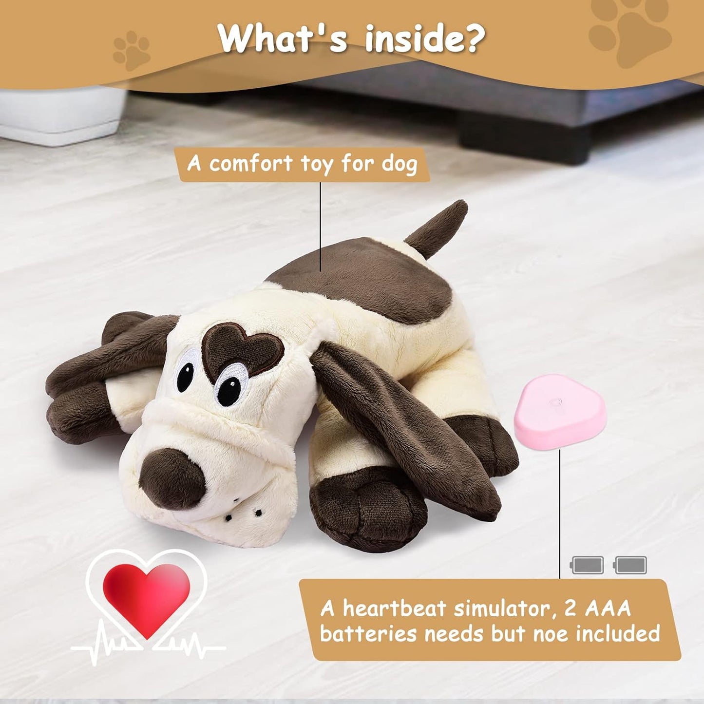 Puppy Toy with Heartbeat Dog Training Toy for Separation Anxiety Claming Behavioral Aid, Heartbeat Toy Plush Toys for Dogs Cats Pets Puppy Starter Kit