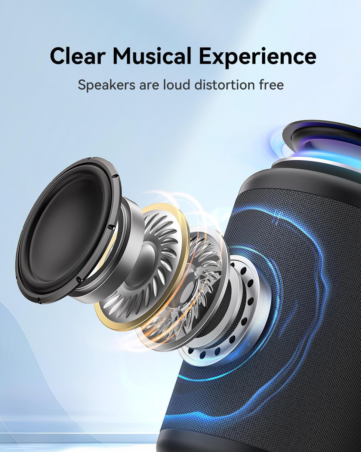 LENRUE Small Portable Bluetooth Speaker with Lights, TWS Stereo Surround Sound, Type C Powered, Bluetooth 5.3, AUX TF Card Input, Wireless for Outdoor Home, Coolest Gifts