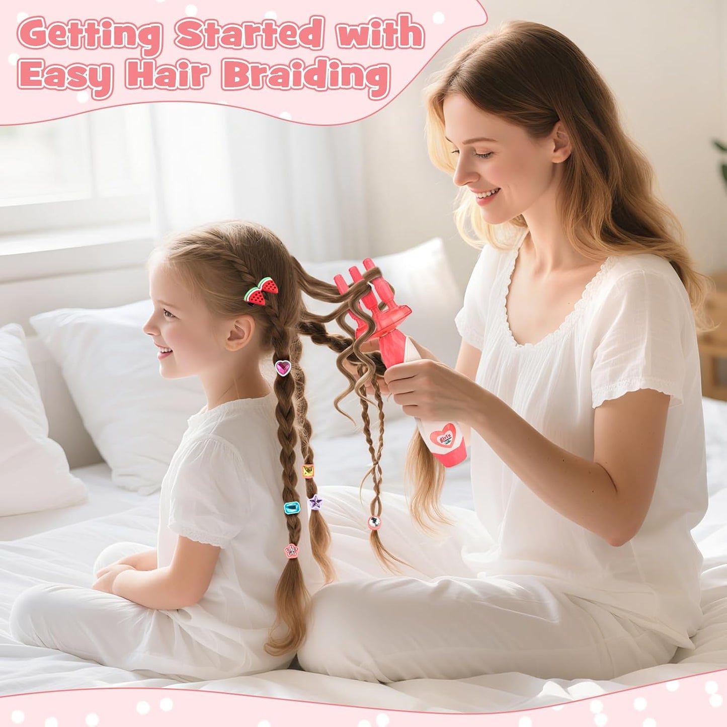 Dreamon 51 Pcs Hair Styling Tools - Hair Gem Stamper Kit and Automatic Hair Braider - Bling Hair Jewels for Girl with Reusable Shining Diamonds and Hair Chalk - Hair Salon Toys Christmas Birthday Gift