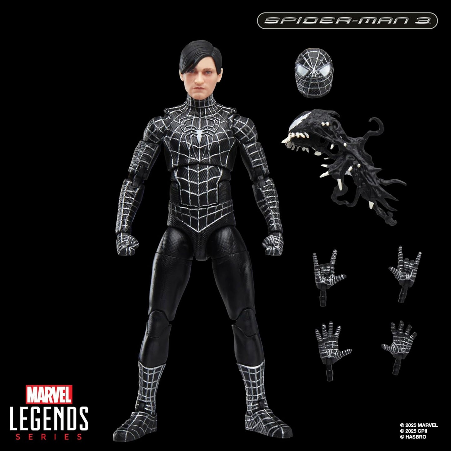 Marvel Legends Series Spider-Man, Spider-Man 3 Collectible 6 Inch Action Figure with Symbiote Accessories
