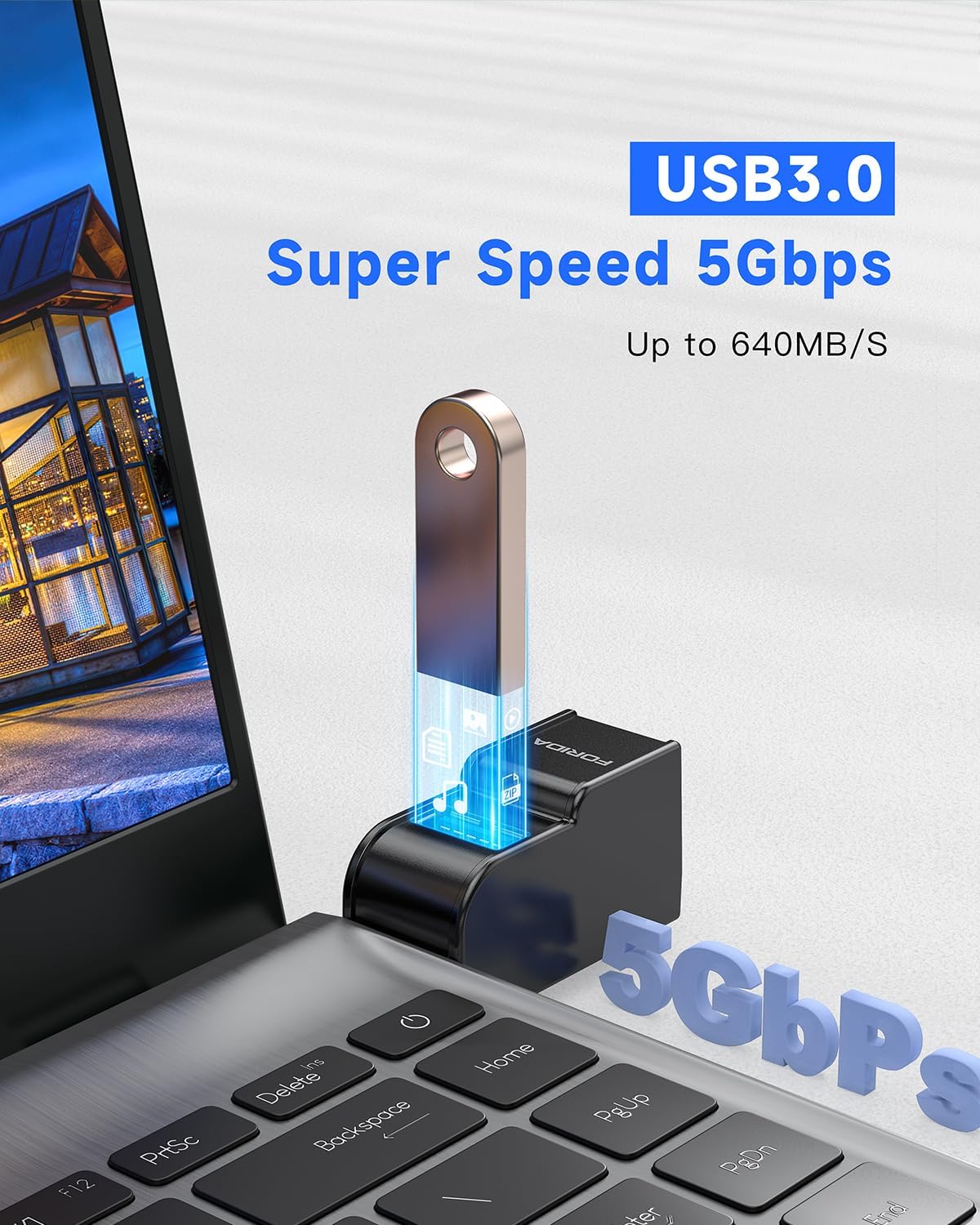 FORIDA 3 Ports USB Adapter, USB Hub with USB 3.0 and Double USB Adapter, Portable USB Splitter 1 in 3 Out for Keyborad, Mobile Hard Disk, U Disk, Camera, Mouse etc Laptop Accessories (Black)
