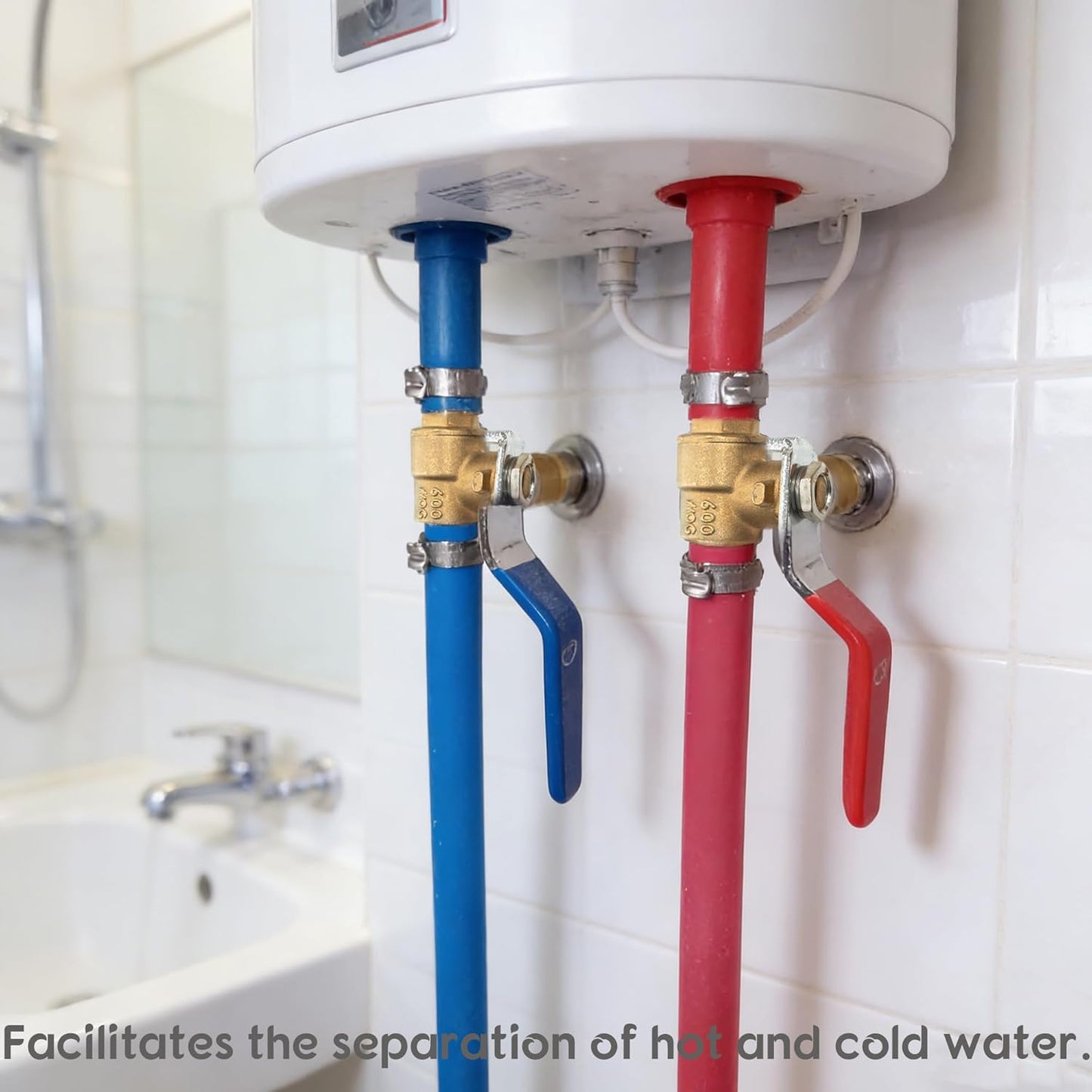 Hourleey 10 Pieces 1/2 Inch Pex Brass Full Port Shut Off Ball Valve HOT AND COLD, Quarter Turn HOT (RED) COLD (BLUE) of Brass Water Stop Shutt off