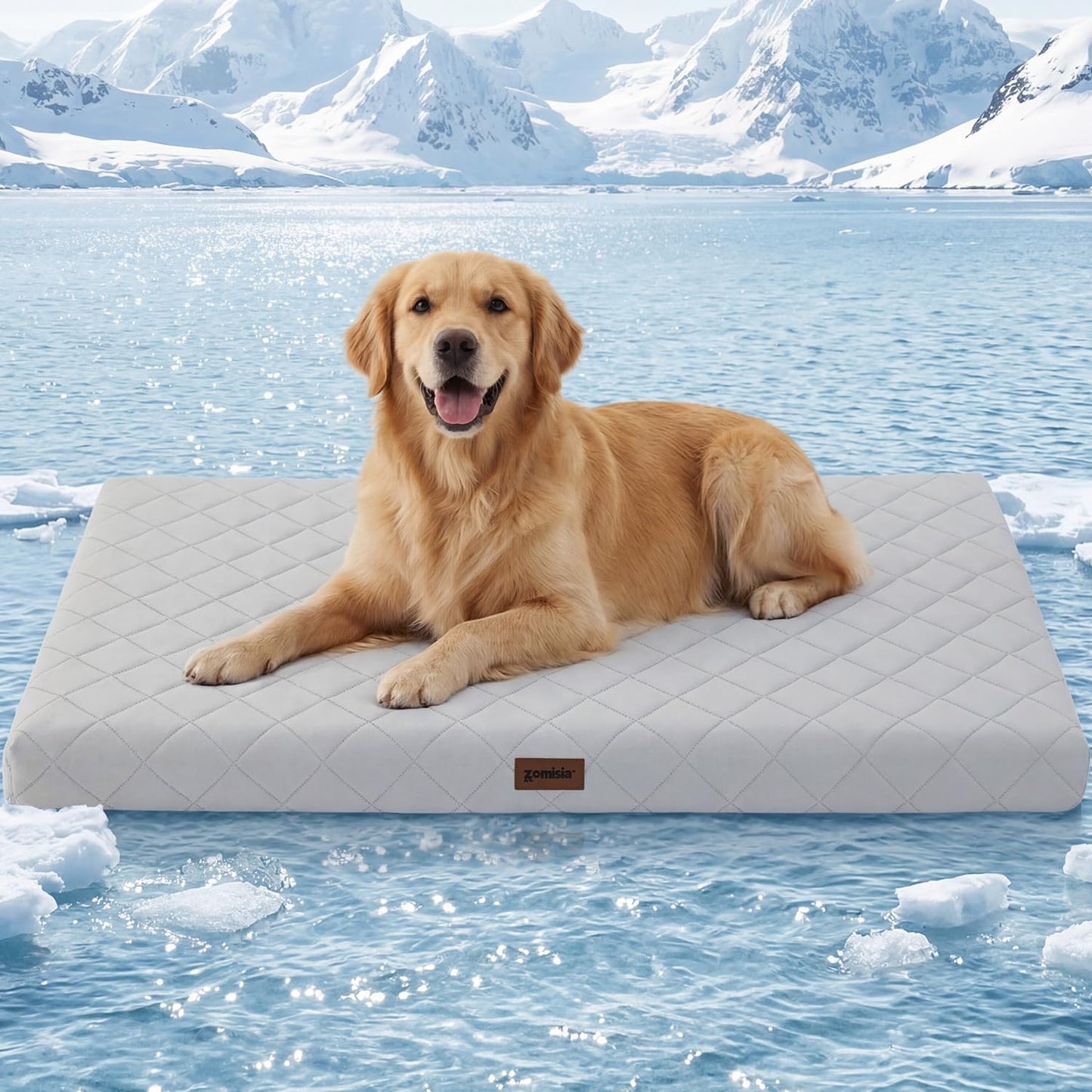 Orthopedic Cooling Dog Bed, Q-Max>0.5 Cooling Mat XXL for Cate with Removable Washable Cover, Breathable Egg Crate Foam Summer Pad for Furry Pets Outdoor, 47x29 Inch, Grey