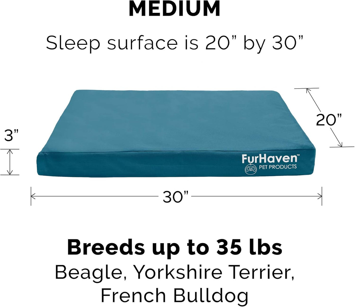 Furhaven Dog Bed Mattress Style Deep Lagoon, Medium W/Same Size Waterproof Liner