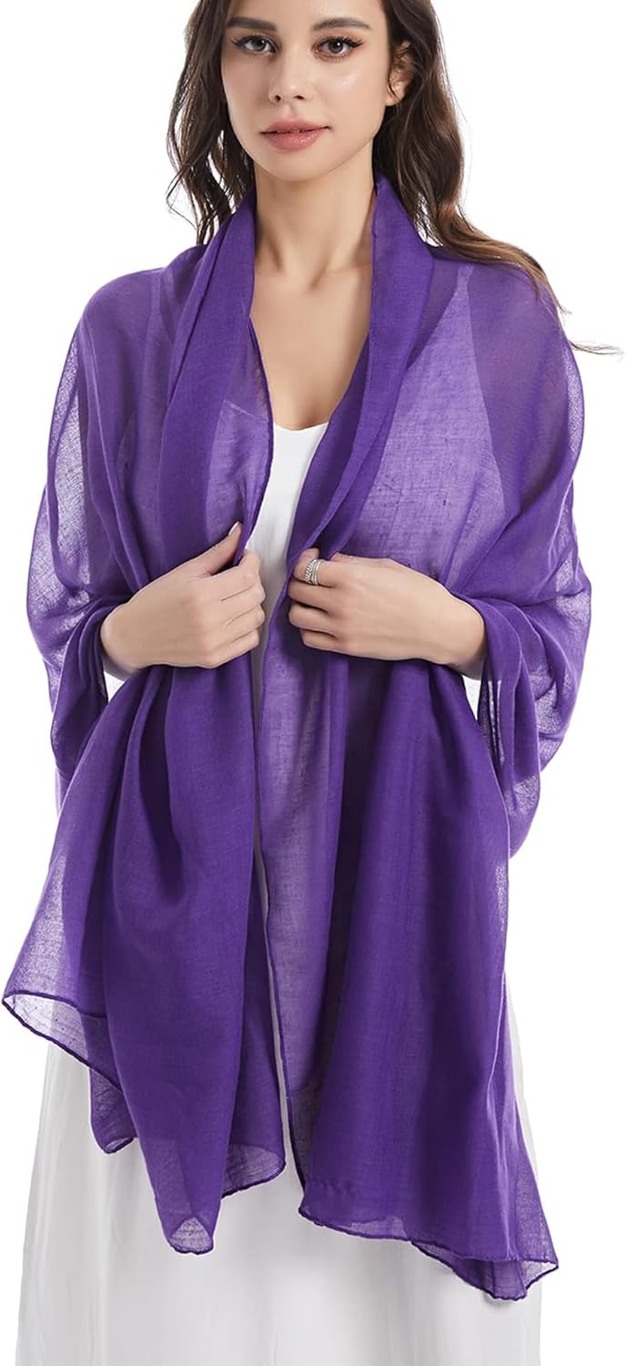 MissShorthair Women Solid Color Scarf Long Lightweight Scarves for Women Large Sheer Wrap Shawl