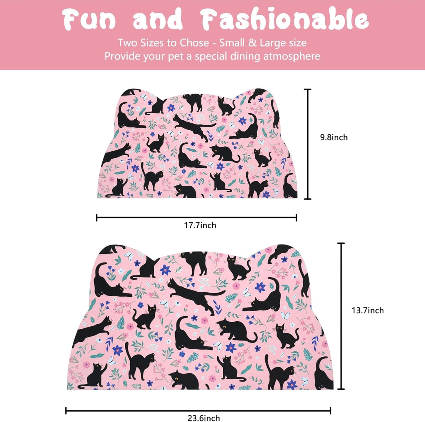 Cat Food Mats for Floor, Dog Water Bowl Mats Pet Feeding Absorbent Placemats for Food and Water Pink 17.7 * 9.8 inch