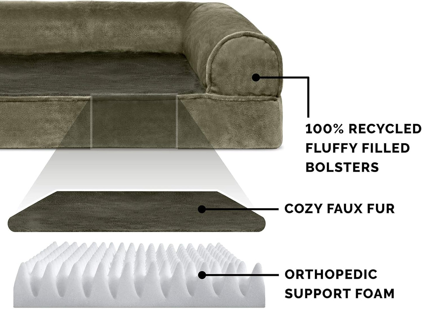 Furhaven Dog Bed Sofa Sofa - Dark Sage, Large W/Same Size Waterproof Liner