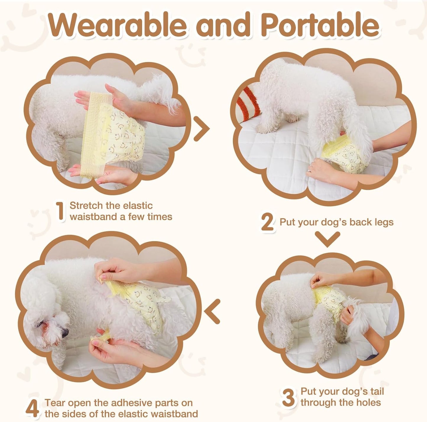 Dog Diapers Female, Pull It Up Disposable Puppy Diapers with 360° Stretchy Waist, Super Absorbent Leak-Proof Doggie Diapers for Playful Dogs, Dog Walking, Gaming(S,30PCS)