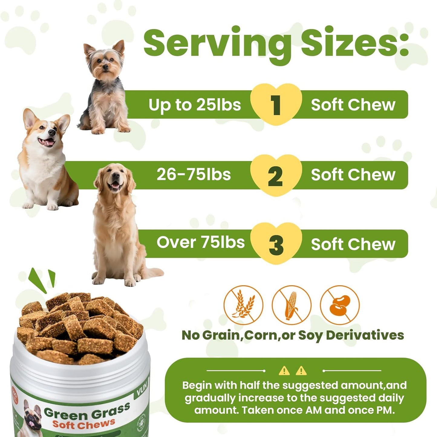 VUN Dog Urine Neutralizer for Lawn – Green Grass Dog Chews to Prevent Yellow Spots & Lawn Burn – Grass Saver Soft Chews with DL-Methionine,Cranberry&Probiotics-100 Soft Chews