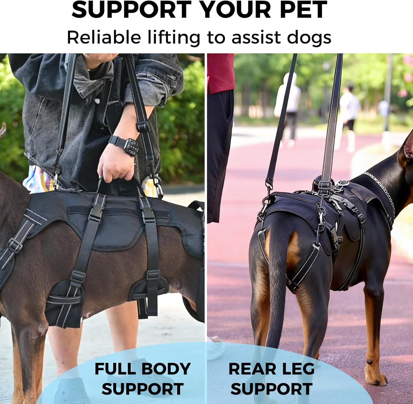 BINGPET Dog Lift Harness,Full Body Dog Sling for Large Medium Dogs Hind Leg Support,Adjustable Reflective Vest Dog Harness with Handle,Multifunctional Rescover Dog Carrier Sling
