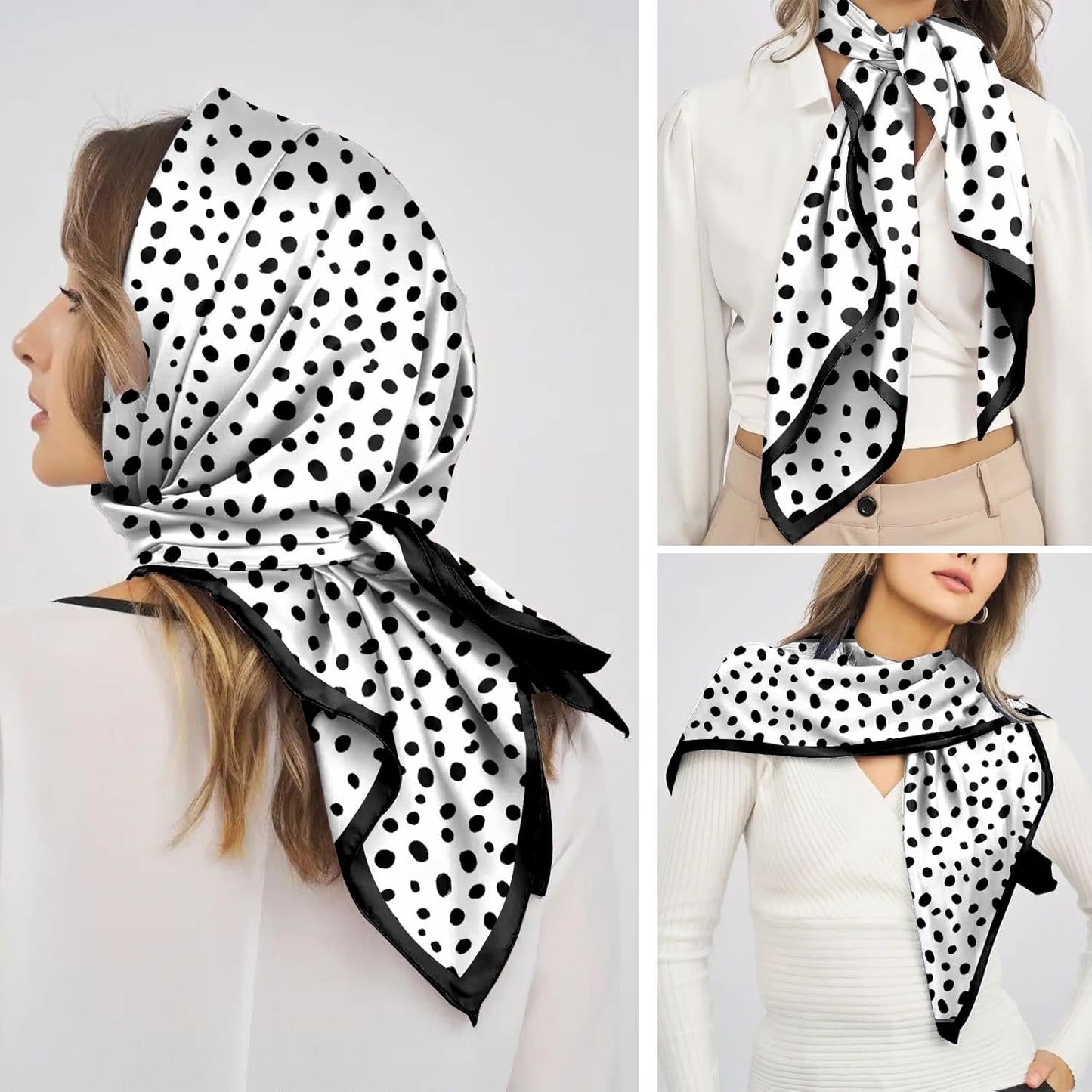 Scarf Silk Feeling Square Satin Head Hair Scarf Wrap 27.5 Inches Headwear Aesthetic Cute Decoration Women Girls