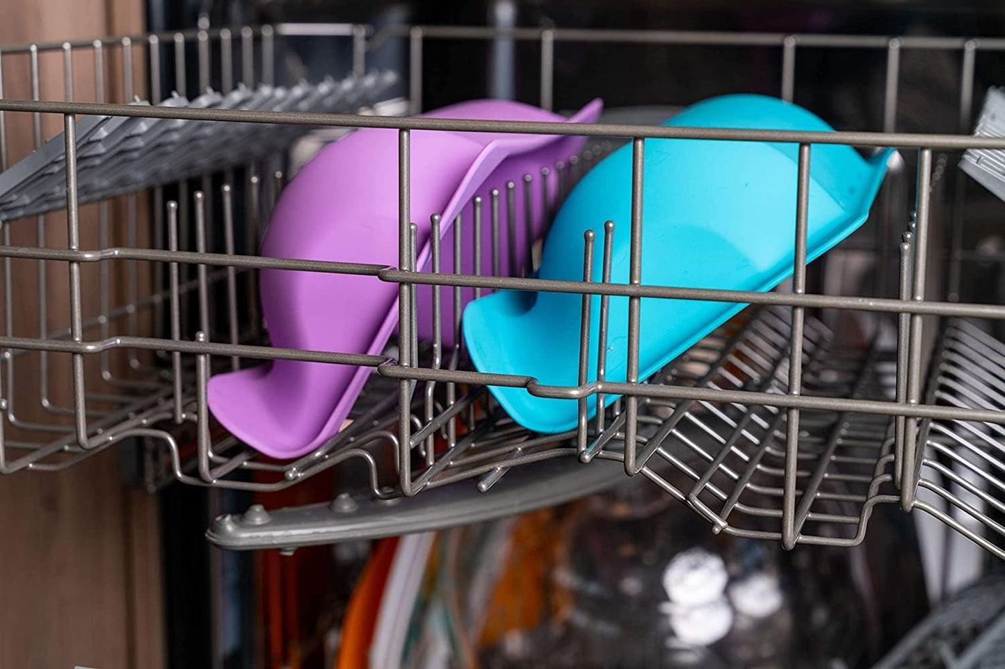 Fluff Trough Elevated Slow Feeder Dog Bowls | Slow Feeder Cat Bowl with Vet Approved & Non-Toxic Silicone Minimizes Neck Strain | Paced Eating Insert Designed for Flat-Faced Pets (Purple)