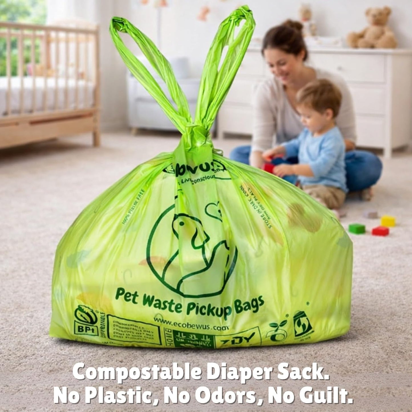 100% Compostable Pet Waste Disposal Bag (140 ct.) Plant-Based Biodegradable Cat Litter Poop Waste Pick-Up Bags with Handles Dog poop Bags Disposable Compost Food Scrap Liners (140 ct.)