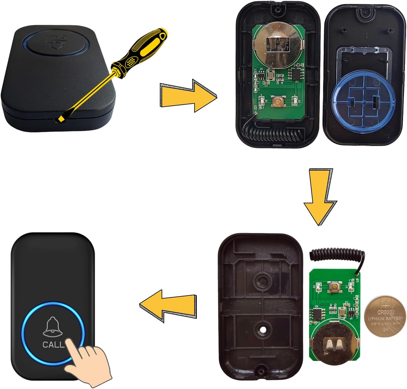 Caregiver Pager, FullHouse Wireless Call Button 1000+ Feet, SOS Alert Nurse Calling Elderly Fall Help System for Patient/Disabled Monitoring at Home, IP55 Waterproof