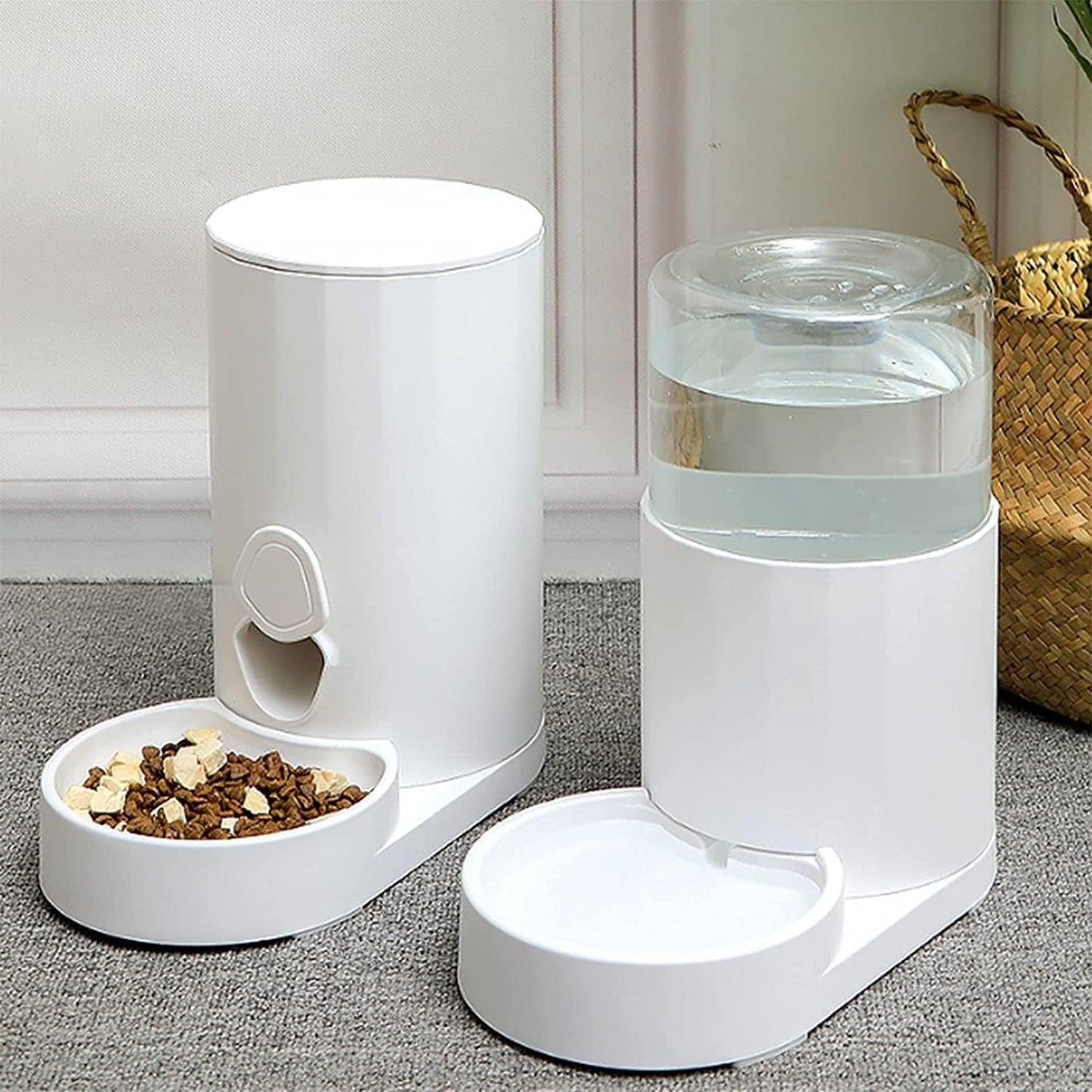 Water Dispenser 2.5L Pet Cat Feeder Automatic Water and Food Dispenser Auto Anti Slip Unplugged Feed Water Pet Supplies for Cats Puppy Dogs Feeding Drinking cat Fountain (Size : Feeders) ( Water