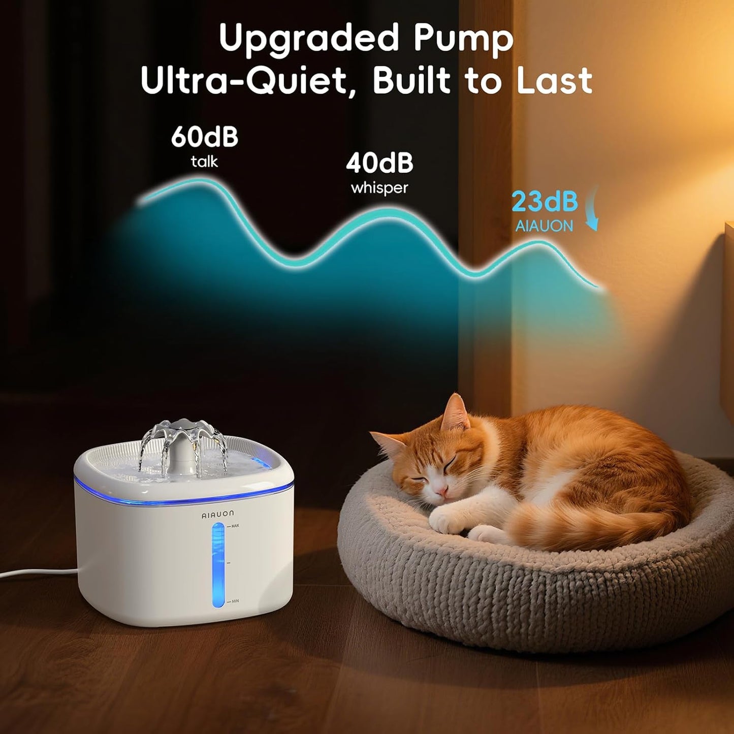 Cat Water Fountain,84oz/2.5L Pet Cat Fountain – Ultra Quiet Upgraded Automatic Pet Water Dispenser with 3 Replaceable Filters, Indoor Cat & Dog Drinking Bowl (White)