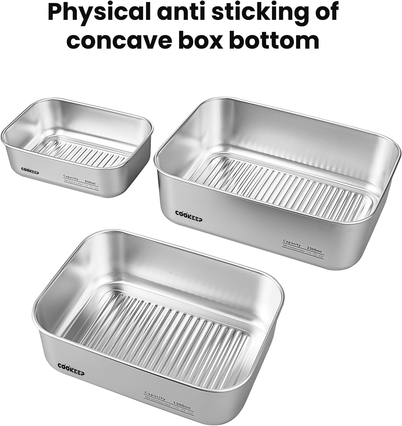 3 pcs Stainless steel food storage containers With lids，metal food storage containers with lids， lunch box，Easy Clean,Airtight & Leakproof for kitchen storage，Dishwasher safe (22oz+44oz+77oz)