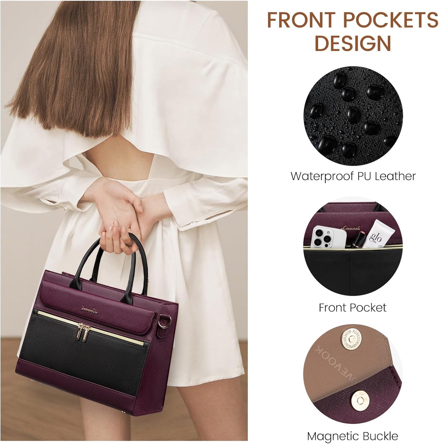 LOVEVOOK Purses and Handbags for Women,Leather Shoulder Bag Black Purse Tote,Satchel Crossbody Bags Top Handle for Ladies