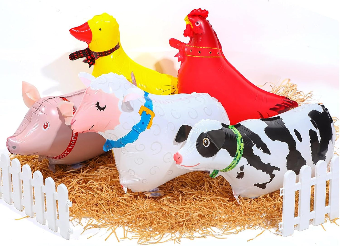 6 Pcs Adopt a Farm Animal Farm Birthday Party Include 5 Walking Animals Balloons and Raffia Grass for Adopt a Animal Birthday Party Supplies Baby Shower Photography