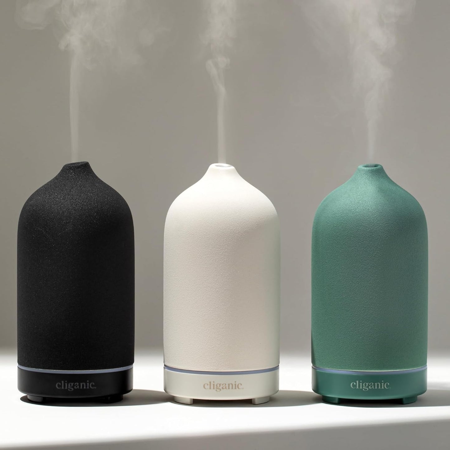 Cliganic Ceramic Diffuser (White), 100ml Ultrasonic for Essential Oils Aromatherapy, Home & Office