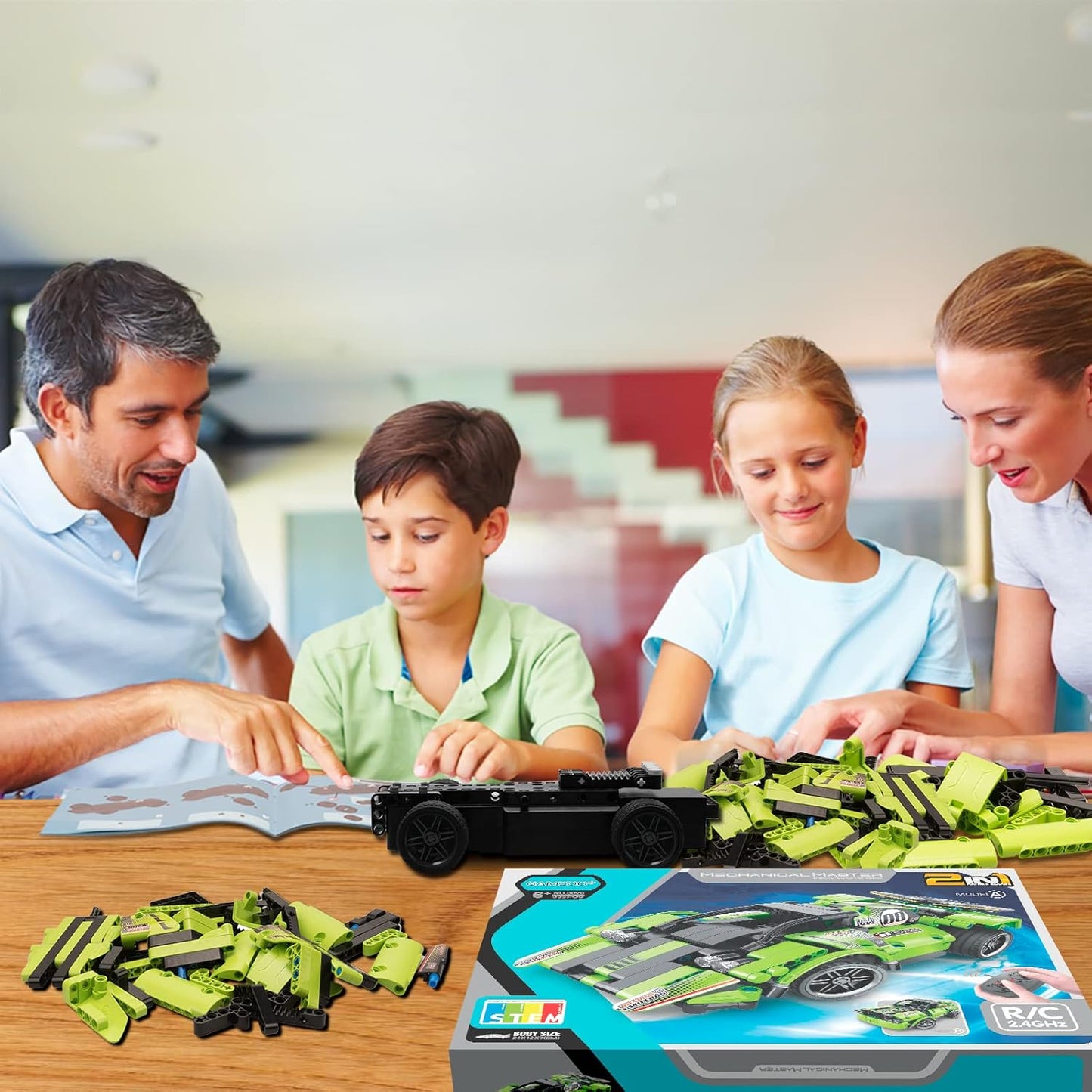 STEM Building Toys for Kids with 2-in-1 Remote Control Racer Snap Together Engineering Kits Early Learning Racecar Building Blocks - Best Gift for 6 7 8 9＋Year Old Boys and Girls