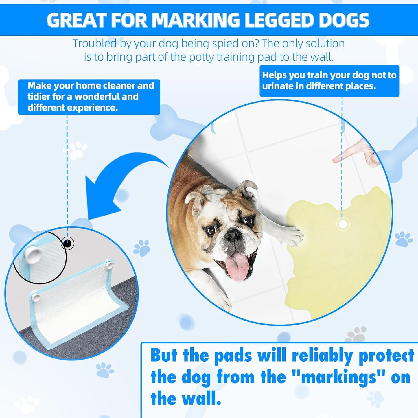 (4-Pack) Potty Training Pad Magnetic Holder Compatible with Any Size of Puppy Pee Pads Perfect for Leg-Lifting Marking Dogs, Strong Magnets Will Stick on Most Flat Surfaces - White Paw