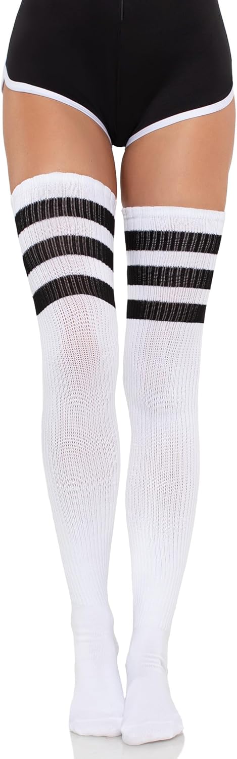 Leg Avenue Women's Athletic Three Striped Thigh High Socks