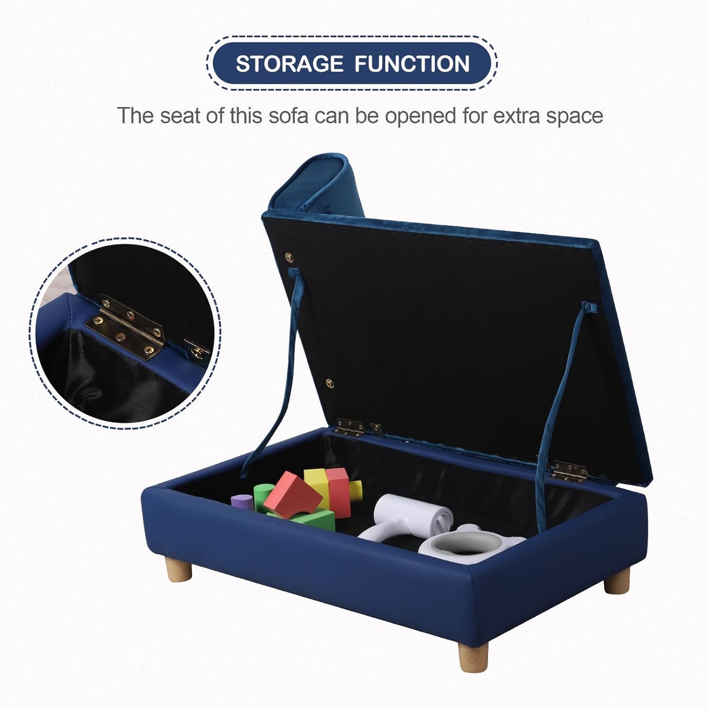 Getifun Pet Bed Sofa, Puppy Bed with Storage, Small Dog Couch with Removable & Washable Cushion, Comfy Pet Couch Bed for Cats & Puppy (Blue)
