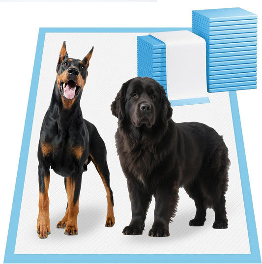 Bulubaky Heavy Absorbent Enormous 54"x37" Pee Pads for Large Dogs, Quick Dry Disposable Puppy Pee Pads, Thicken Strong Leak-Proof Backing Dog Pads 30Counts